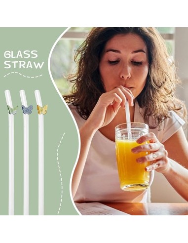 Lot de 4 Pailles en Verre avec Brosse – Design...