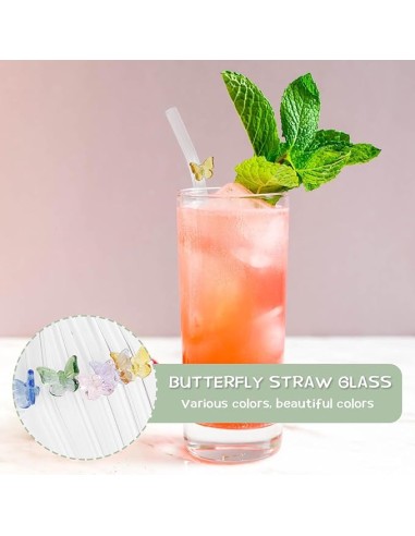 Lot de 4 Pailles en Verre avec Brosse – Design...