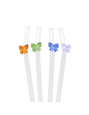 Lot de 4 Pailles en Verre avec Brosse – Design...