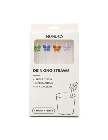 Lot de 4 Pailles en Verre avec Brosse – Design...