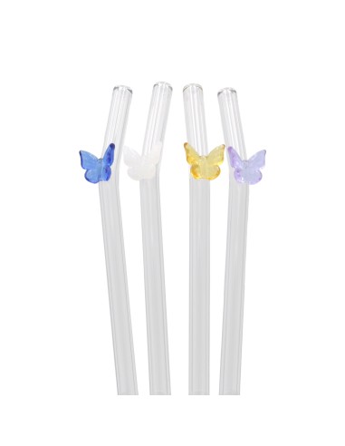 Lot de 4 Pailles en Verre avec Brosse – Design...