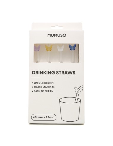 Lot de 4 Pailles en Verre avec Brosse – Design...