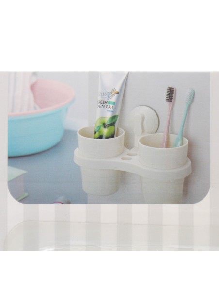 Porte-Brosse à Dents Mural 2 Gobelets avec Ventouse