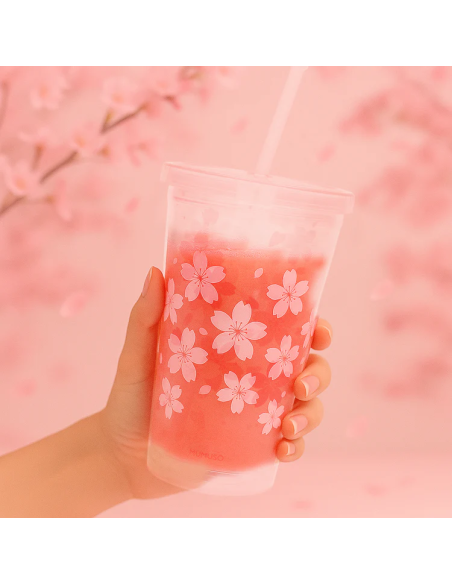 Gobelet avec Paille – Collection Fleur de Cerisier – 450 ml