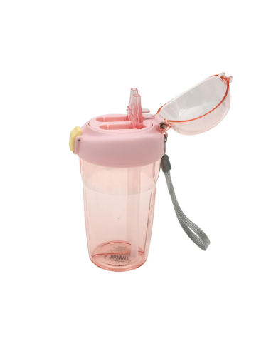 Gourde 2-en-1 avec Double Paille – 430 mL (Violet)