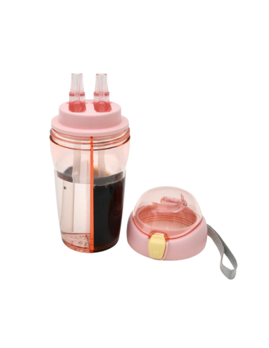 Gourde 2-en-1 avec Double Paille – 430 mL (Violet)