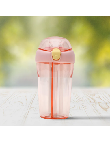 Gourde 2-en-1 avec Double Paille – 430 mL (Violet)