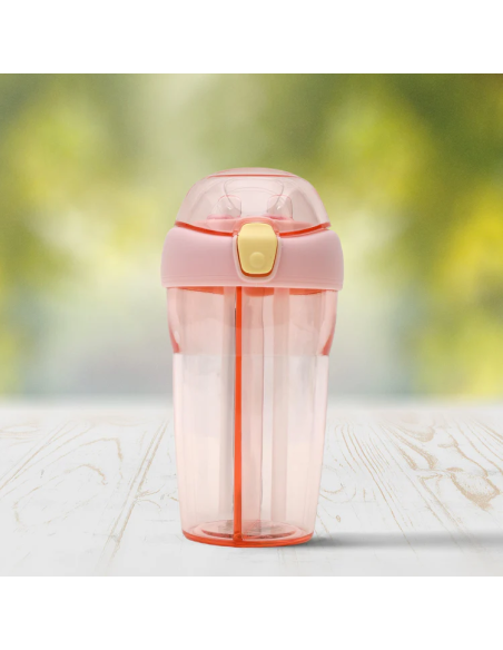 Gourde 2-en-1 avec Double Paille – 430 mL (Violet)