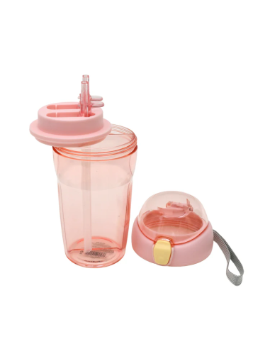 Gourde 2-en-1 avec Double Paille – 430 mL (Violet)