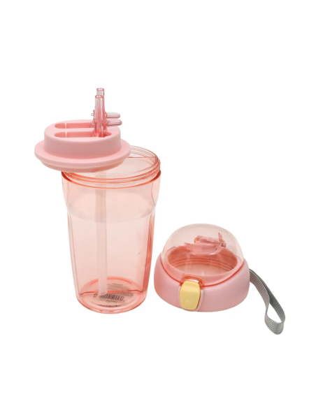 Gourde 2-en-1 avec Double Paille – 430 mL (Violet)