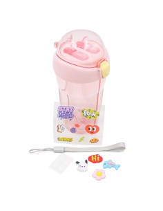 Gourde 2-en-1 avec Double Paille – 430 mL (Violet)