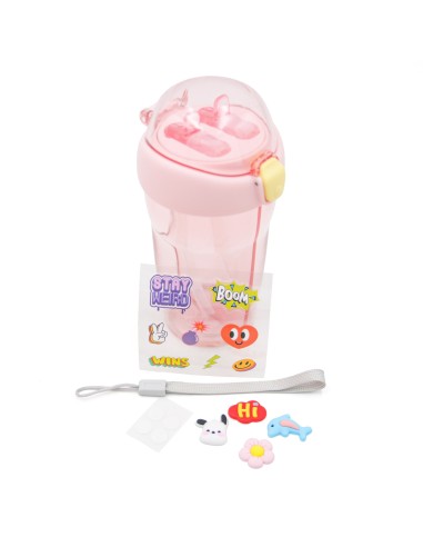 Gourde 2-en-1 avec Double Paille – 430 mL (Violet)