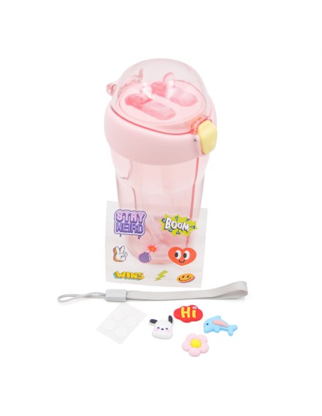 Gourde 2-en-1 avec Double Paille – 430 mL (Violet)