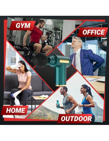 Mini Pistolet de Massage Vert – 4 Têtes