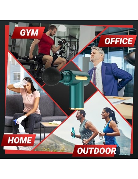 Mini Pistolet de Massage Vert – 4 Têtes