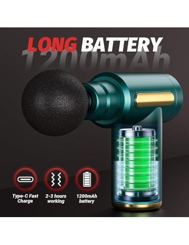 Mini Pistolet de Massage Vert – 4 Têtes