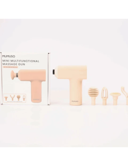 Mini Pistolet de Massage Multifonction – Rose Pêche – 4 Têtes