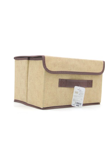 Bac de Rangement Pliant avec Couvercle - Beige...