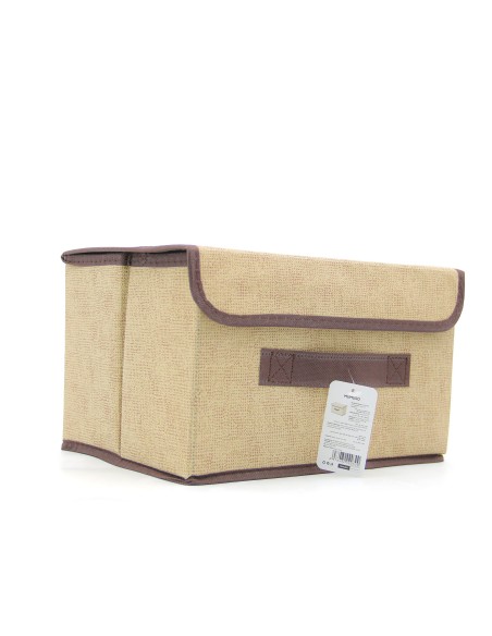 Bac de Rangement Pliant avec Couvercle - Beige Taille S