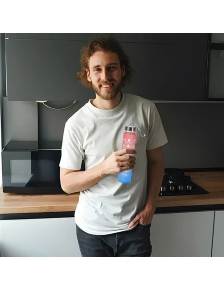 Bouteille d’Eau 500 mL avec Marquage Horaire – Dégradé Rose & Bleu