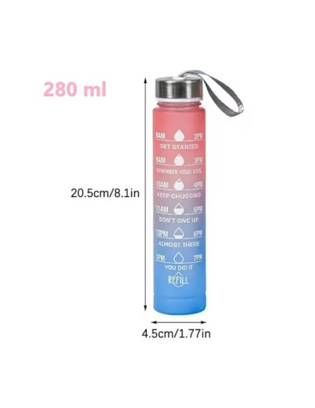 Bouteille d’Eau 500 mL avec Marquage Horaire – Dégradé Rose & Bleu