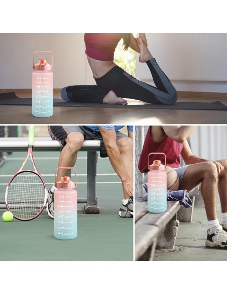 Bouteille d’Eau 900 mL avec Marquage Horaire – Dégradé Rose & Bleu