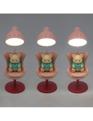 Lampe de Bureau Ours Studieux Rose