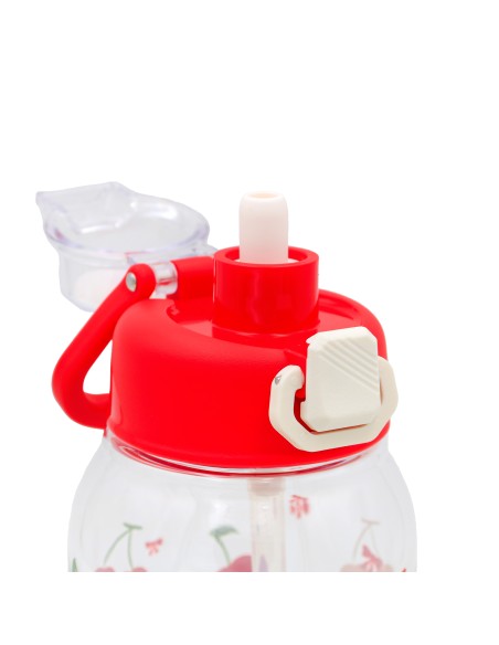 Gourde avec Paille Motif Cerise - 1L