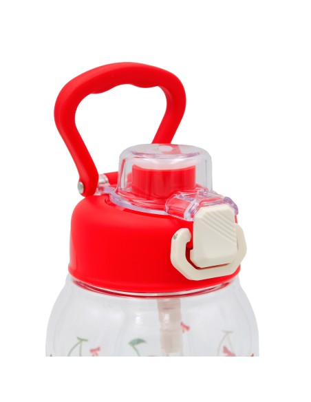 Gourde avec Paille Motif Cerise - 1L