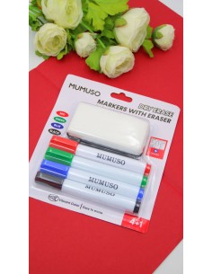 Marqueurs Effaçables – Lot de 4 + Brosse