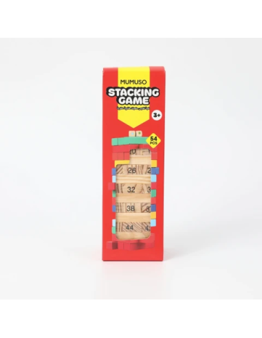Jenga Pédagogique en Bois – 54 Blocs Numérotés