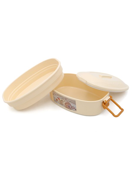 Boîte Alimentaire Ovale Double Couche 900 mL –  Beige