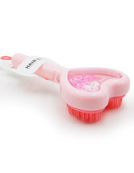 Brosse à Cheveux à Paillettes en Forme de Cœur (Rose Lapin)