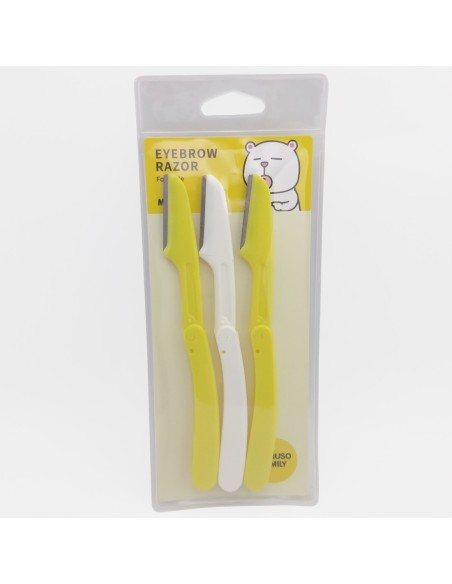 Rasoir à Sourcils Pliable avec Couvercle de Précision - Pack de 3