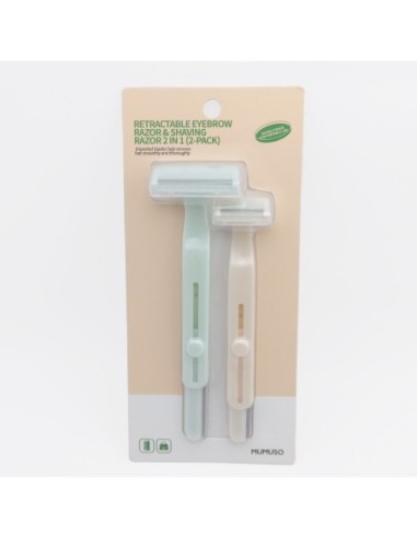 Rasoir à Sourcils et Rasoir Rétractable 2 en 1 - Pack de 2