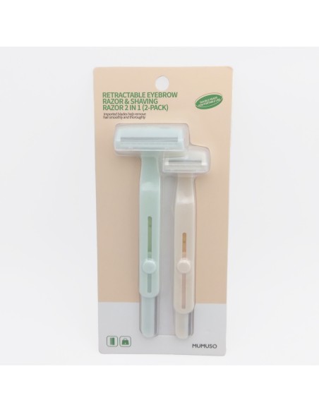 Rasoir à Sourcils et Rasoir Rétractable 2 en 1 - Pack de 2