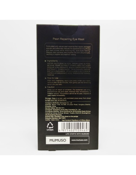 Masque de Traitement Au Gel de Perles Noires (6 Paires)