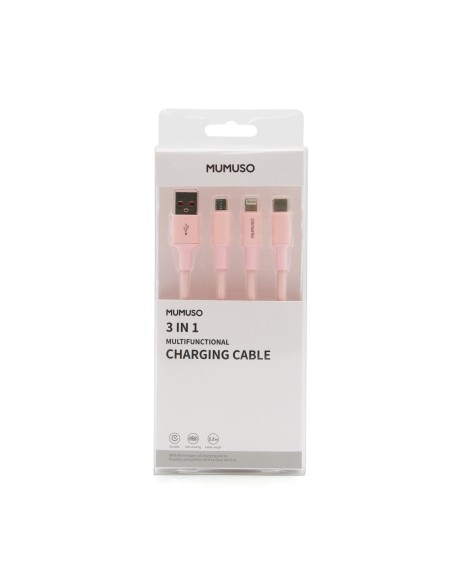 Câble de Charge Multifonction 3-En-1 (Rose) – 1-2M