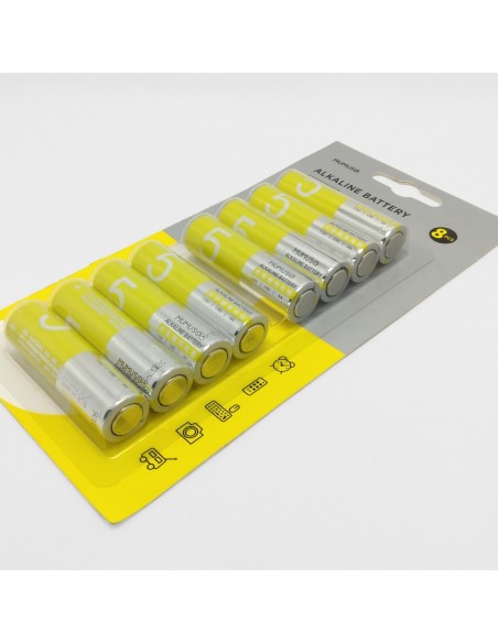 8 Piles Alcalines Aa Sans Mercure - Jaune