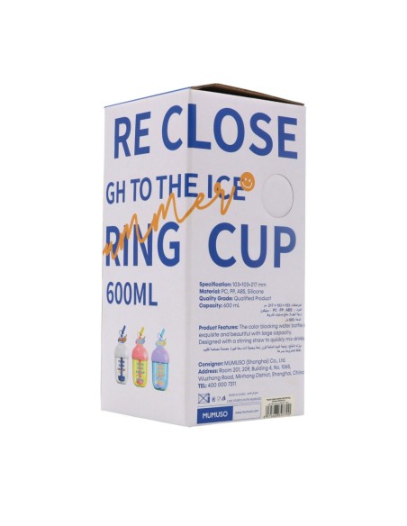 Bouteille D'Eau en Plastique avec Paille et Couvercle Blanc