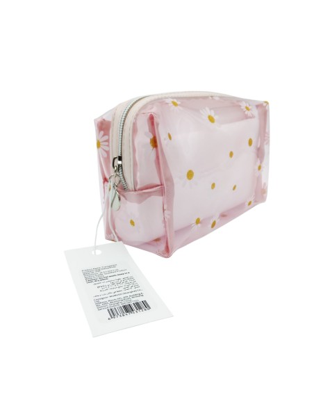 Pochette Cosmétique Transparente (Marguerite/Rose)