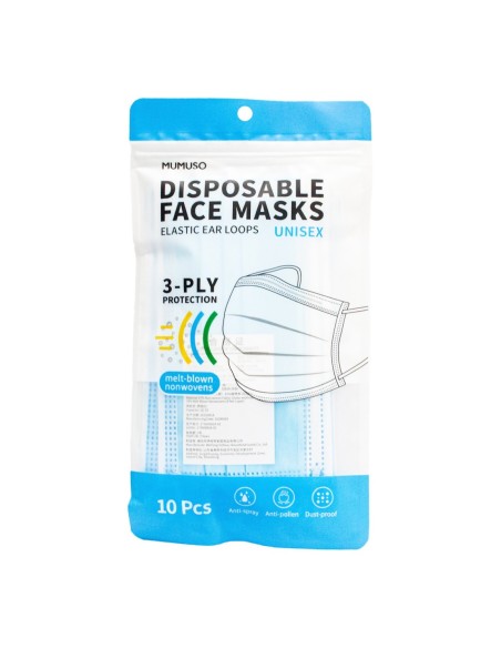 Masques Non Médicaux pour le Visage (Paquet de 10/Bleu)