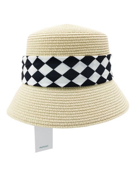 Chapeau de Paille à Carreaux (Beige)