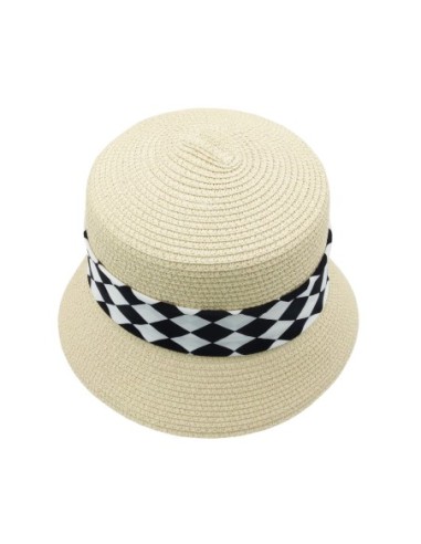 Chapeau de Paille à Carreaux (Beige)