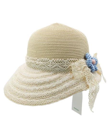 Chapeau de Paille avec Nœud Papillon (Beige)
