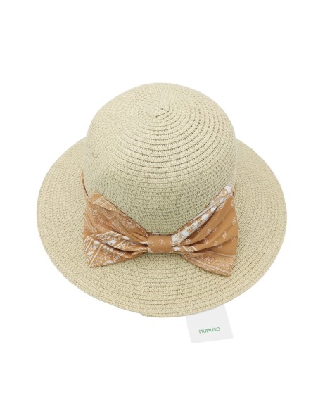 Chapeau de Paille avec Nœud Papillon (Beige)