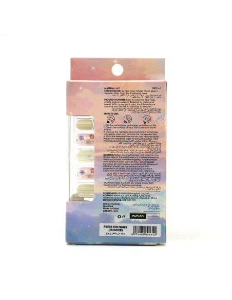 Faux Ongles avec Motifs Fleuris