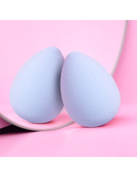 Éponge de Maquillage Lisse et Douce avec Étui Transparent en Forme de Goutte D'Eau - Bleu Ciel