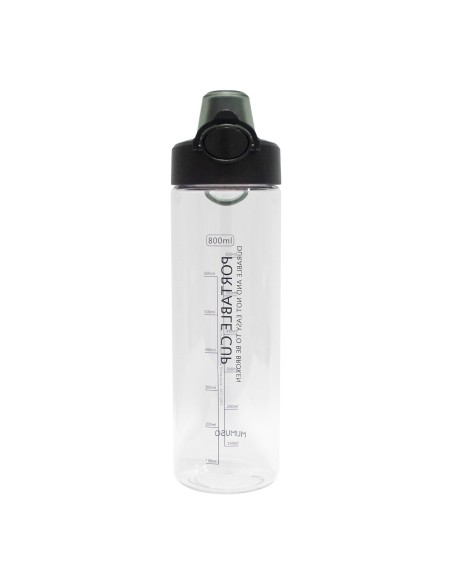 Bouteille D'Eau Sport en Plastique avec Couvercle Rabattable 800 Ml / Noir