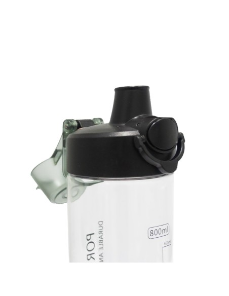 Bouteille D'Eau Sport en Plastique avec Couvercle Rabattable 800 Ml / Noir